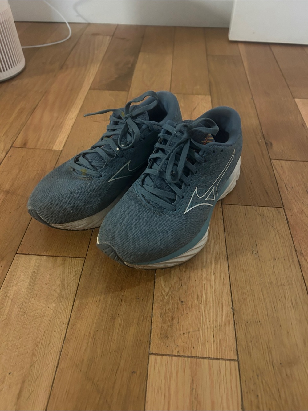 Women’s Mizuno Wave Rider Running Shoes - Teal Blue with White Logo